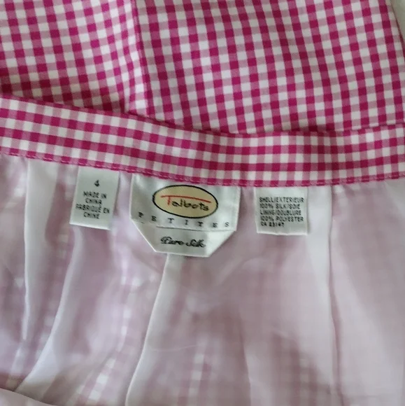 Talbots Petites Pure Silk Gingham Check Pants Size 4 - Picture 6 of 8